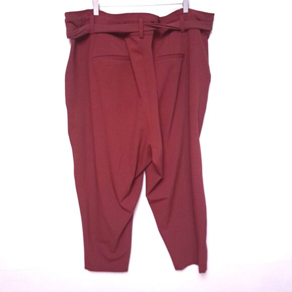 Torrid Tie Front Paperbag Waist Tapered Cropped Leg Pant Rust 24 - Picture 5 of 7